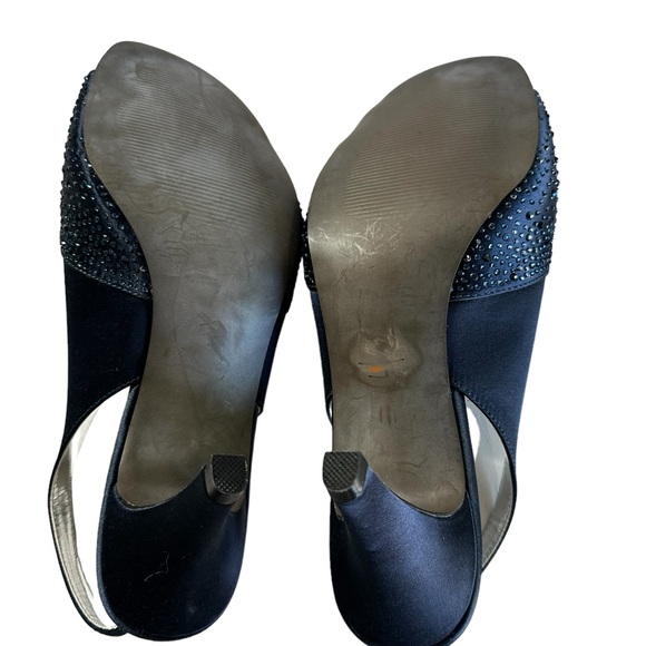 DAVID TATE WOMEN’S SATIN EMBELLISHED SLINGBACK DRESS PUMP SHOES SZ 9.5” WW - Picture 6 of 9
